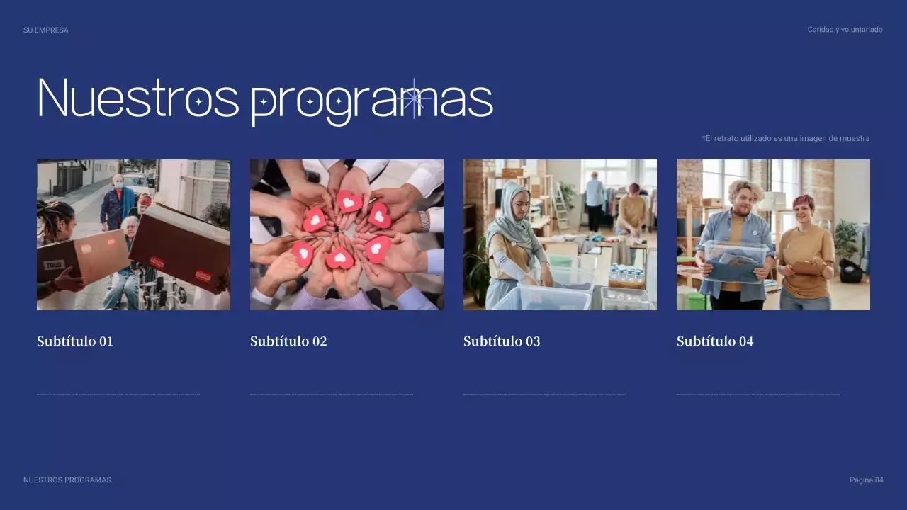 Presentación benéfica moderna azul