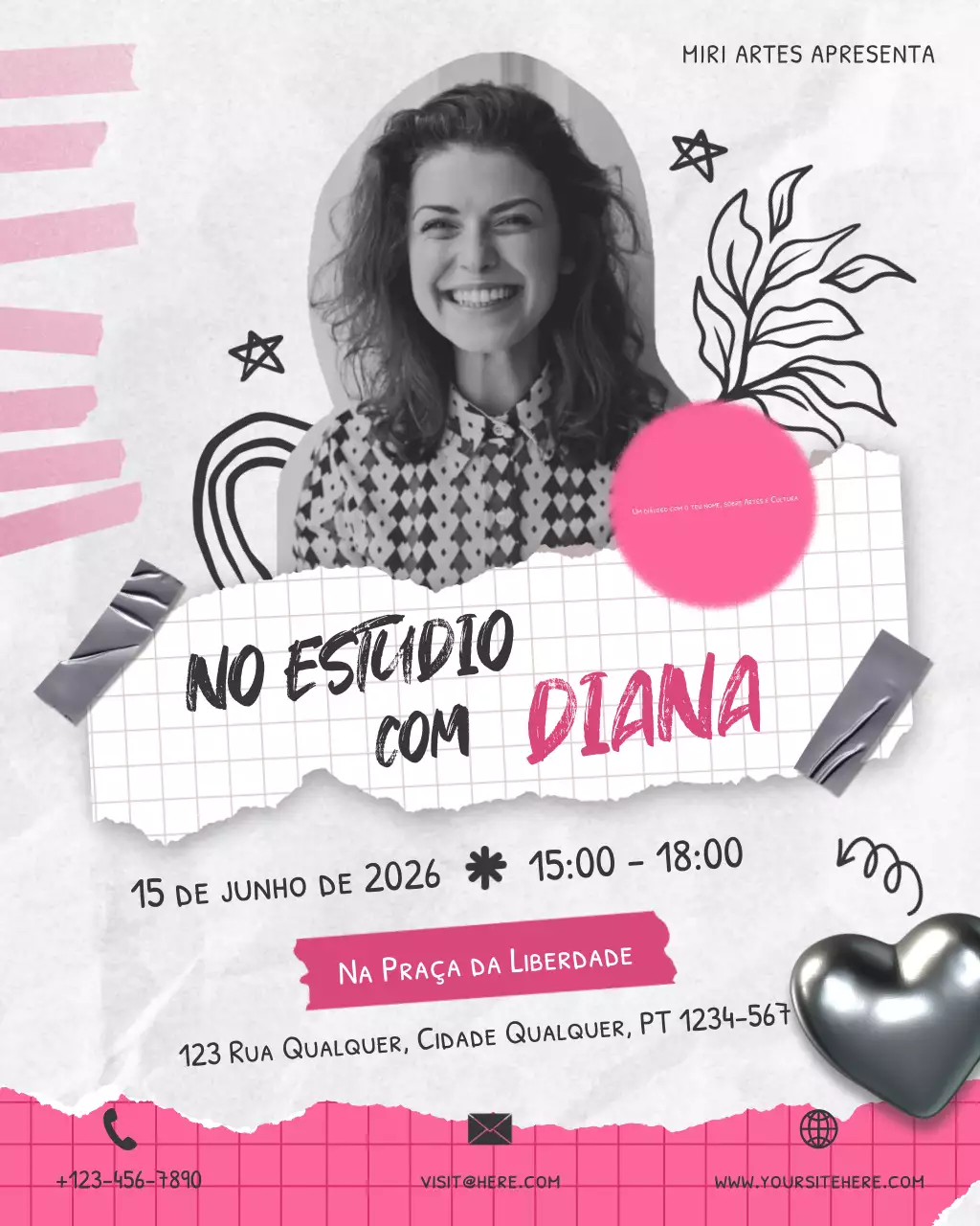 anúncio de evento de arte moderna rosa no instagram