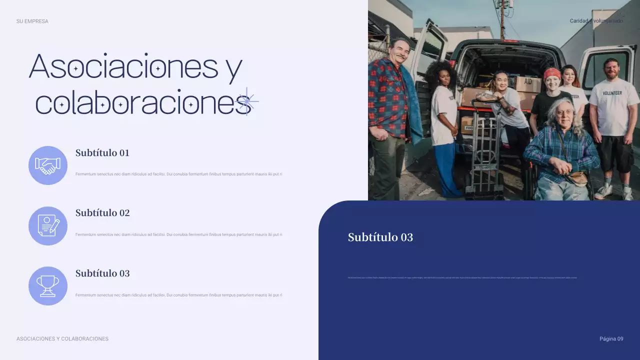 Presentación benéfica moderna azul