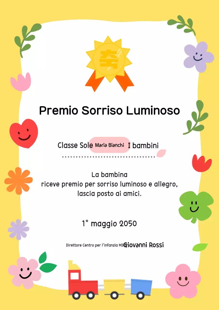 Targa gialla per bambini