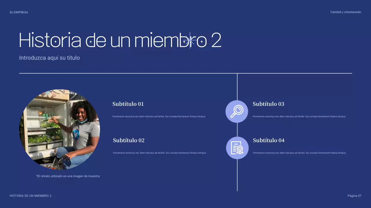 Presentación benéfica moderna azul