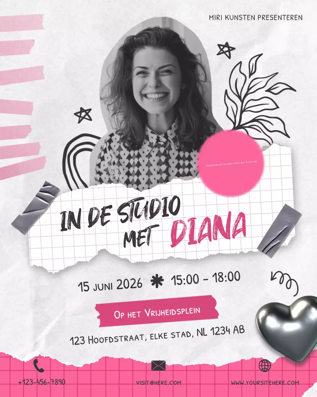 roze moderne kunst evenement aankondiging instagram post