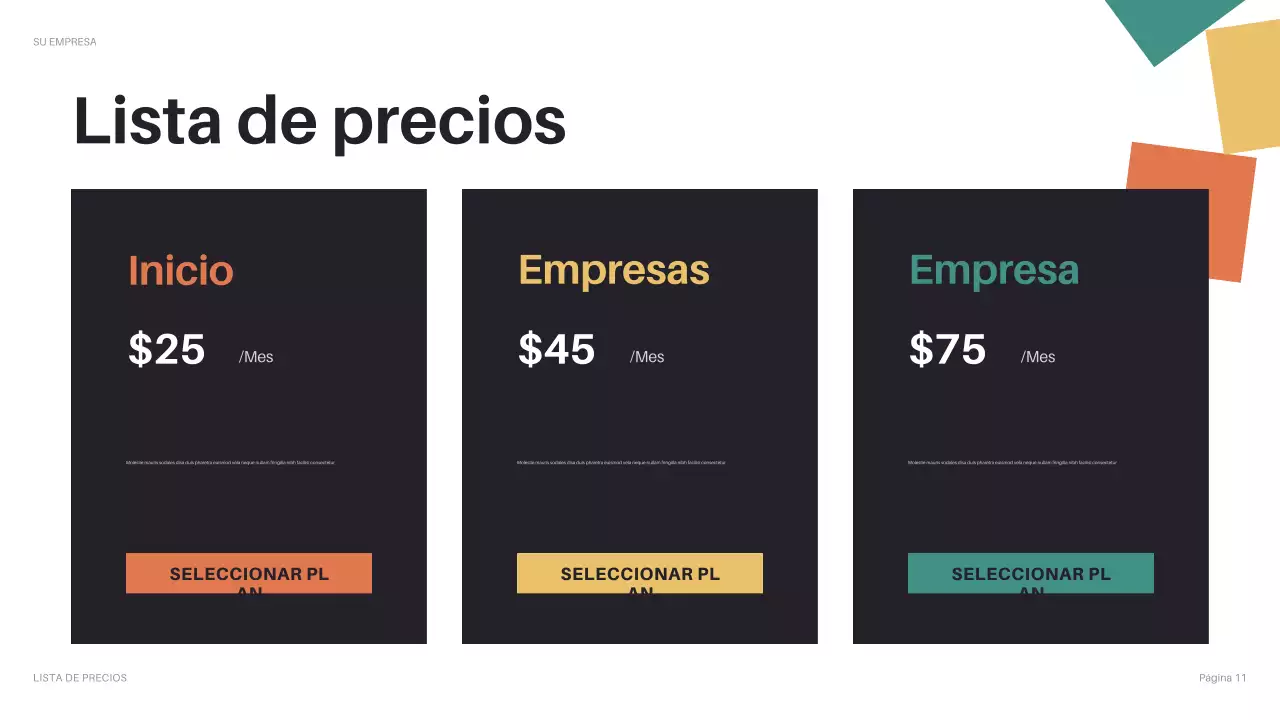 Presentación de empresa geométrica negra