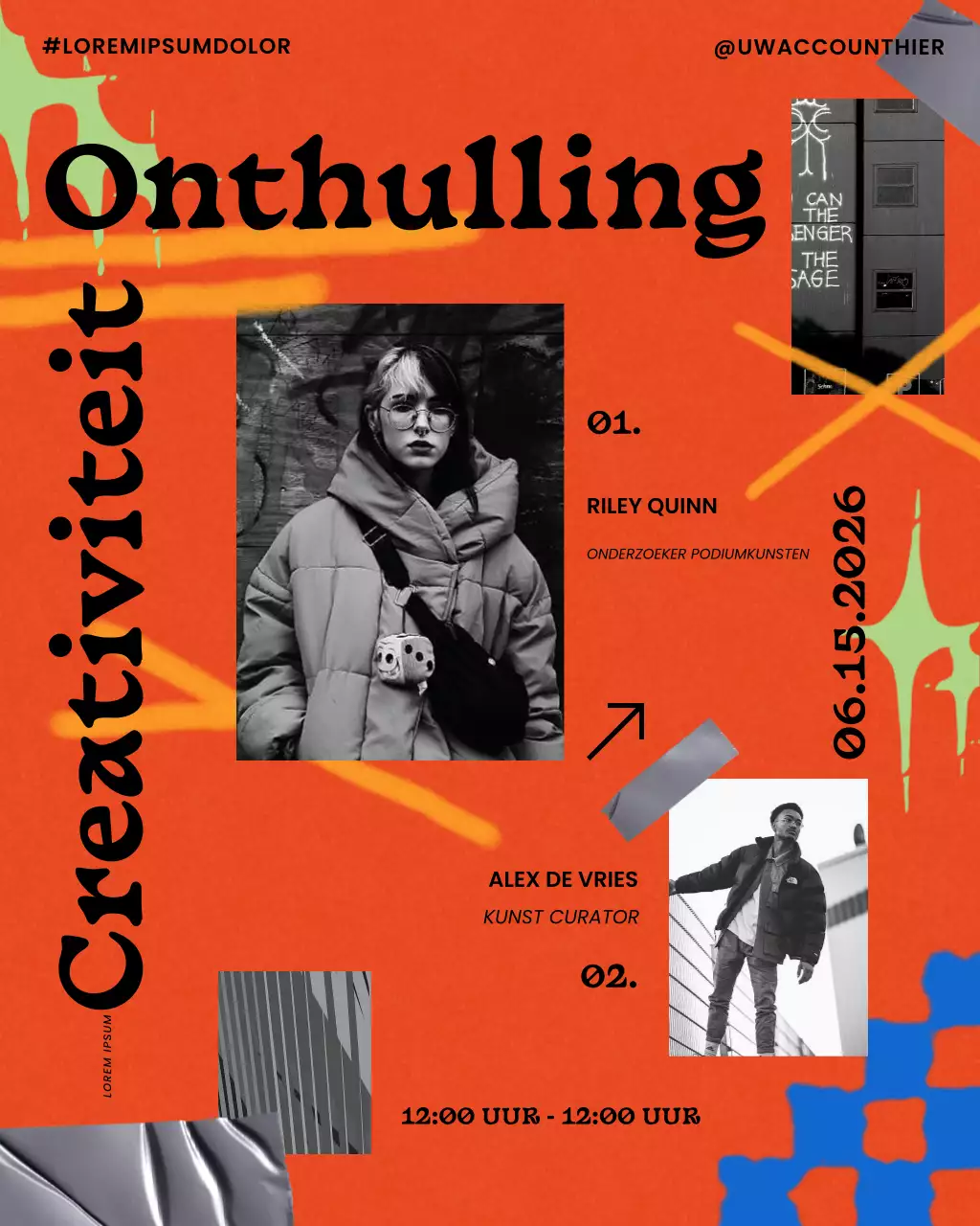 oranje stedelijke kunst creativiteit evenement social media post