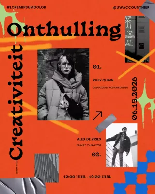 oranje stedelijke kunst creativiteit evenement social media post