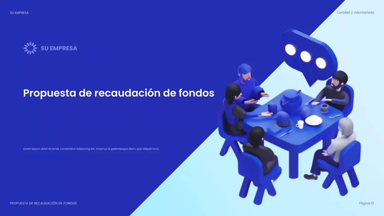 documento moderno de recaudación de fondos de color azul