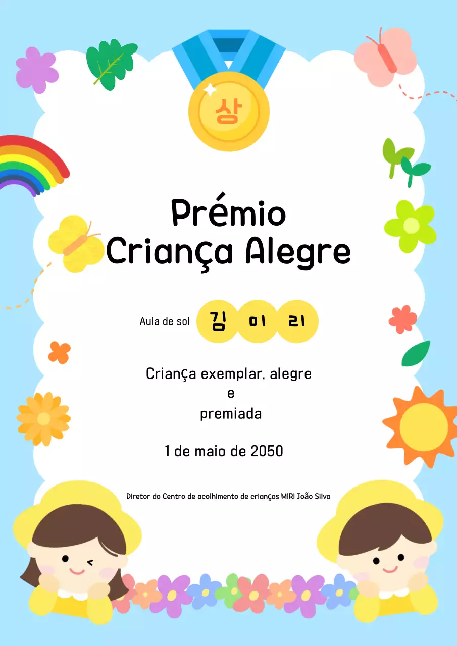 Prêmio infantil fofo bebê azul celeste