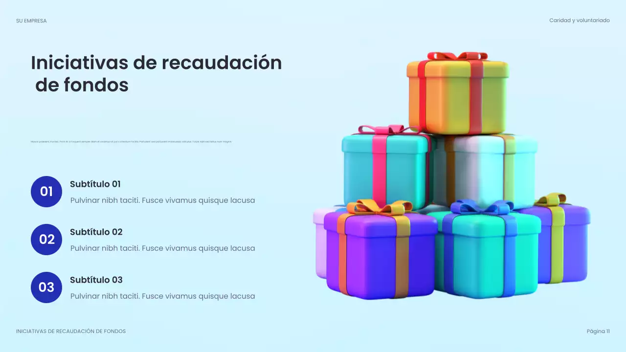 documento moderno de recaudación de fondos de color azul