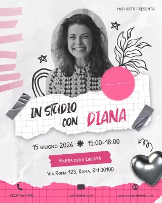 annuncio evento arte moderna rosa post instagram