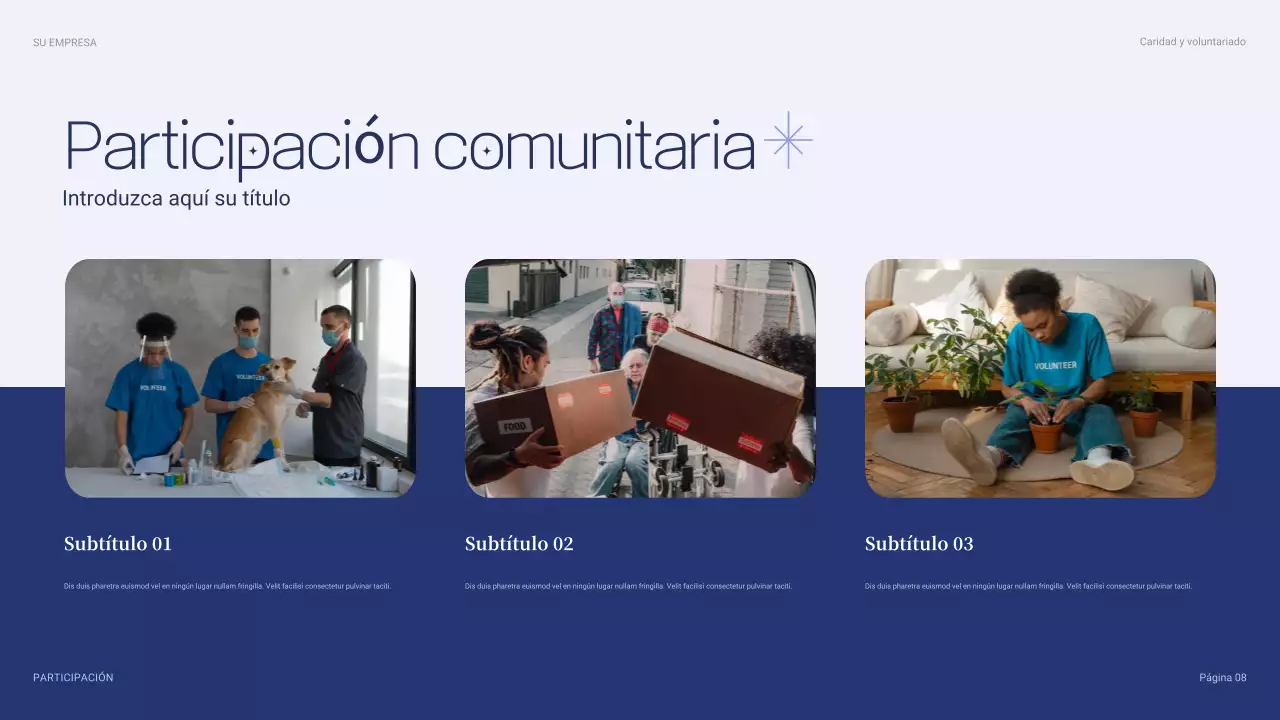 Presentación benéfica moderna azul