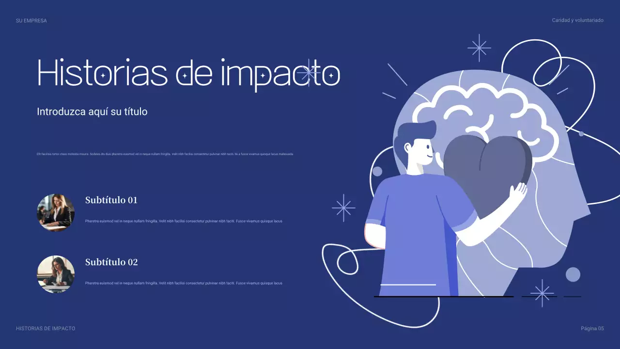 Presentación benéfica moderna azul