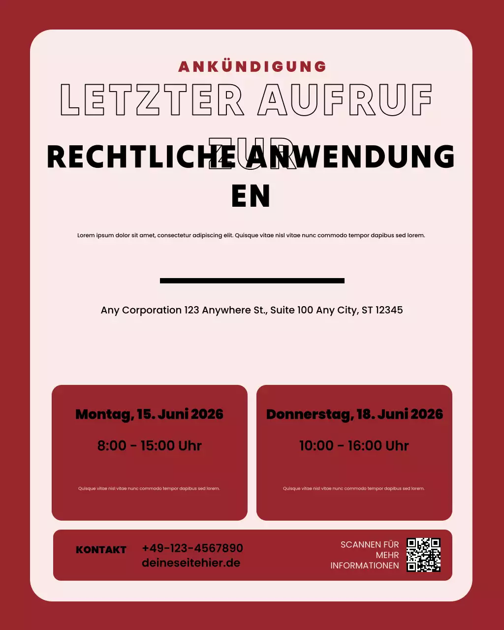 Rote moderne Steuerankündigung