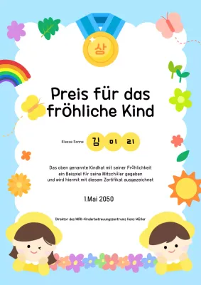 Himmelblaue Baby süße Kinder Auszeichnung