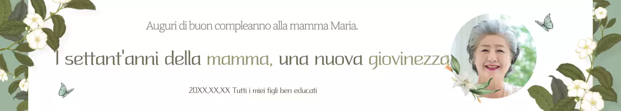 Promozione di una lussuosa festa per il 70° compleanno in color cachi