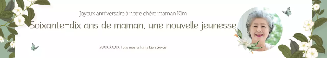 Promotion d'une luxueuse fête d'anniversaire de 70 ans en kaki