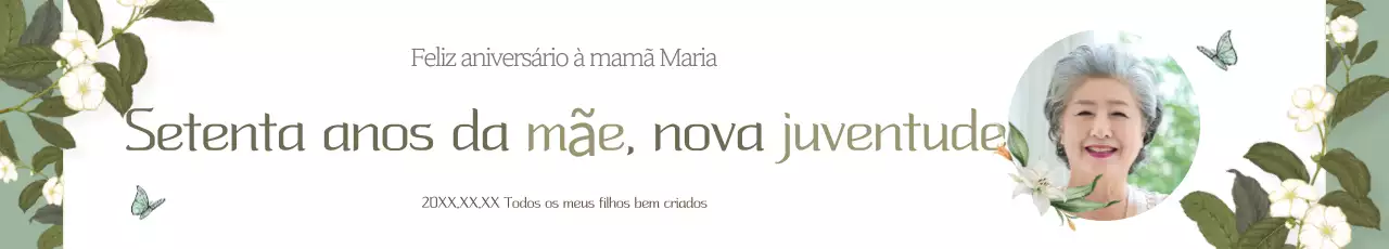 Promoção de luxuosa festa de 70 anos em cáqui