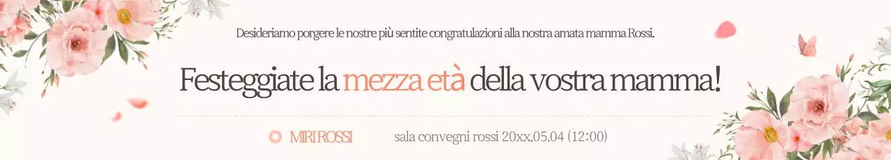 Promozione di una lussuosa festa di compleanno con fiori rosa per il 60° compleanno