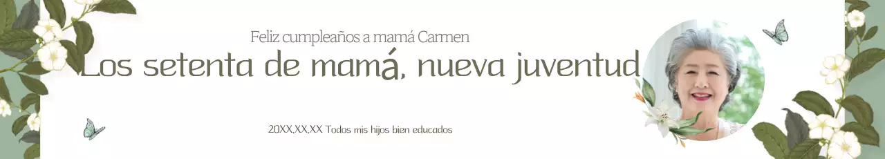 Promoción de lujosa fiesta de 70 cumpleaños en color caqui