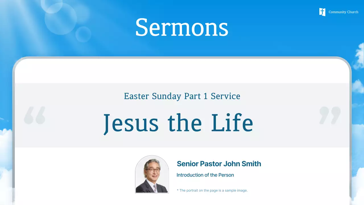 Sky Blue Simple Easter Service Guide