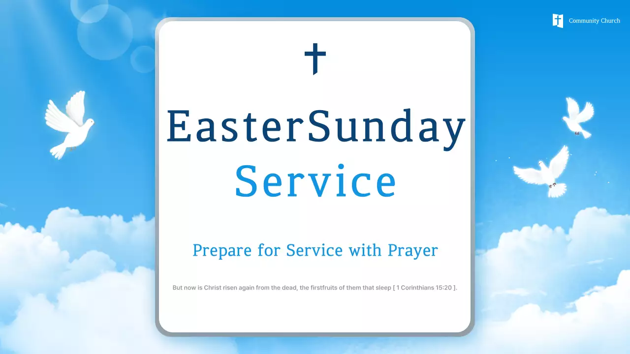 Sky Blue Simple Easter Service Guide
