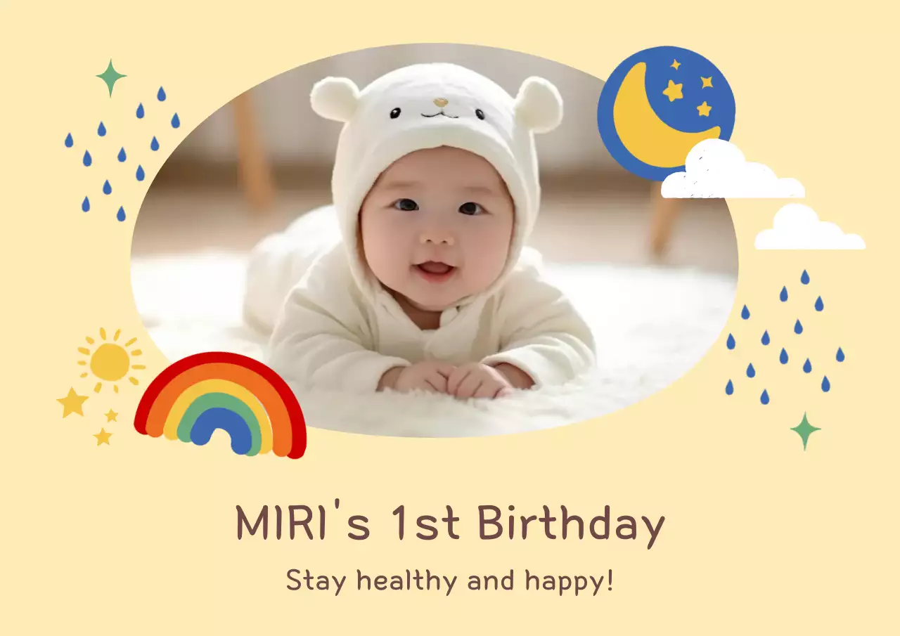 Undangan Ulang Tahun Bayi Beige