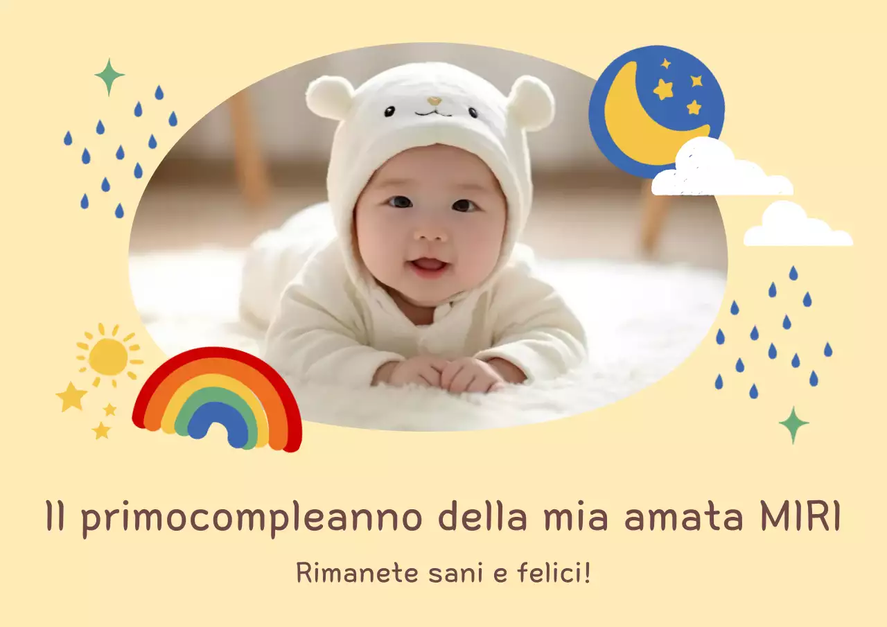 Invito di compleanno per bambini beige