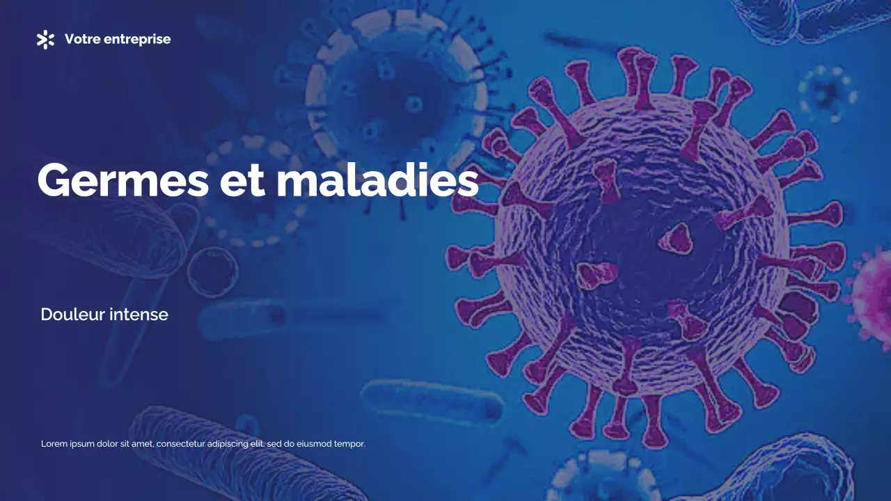Présentation photocentrique bleue des germes et des maladies