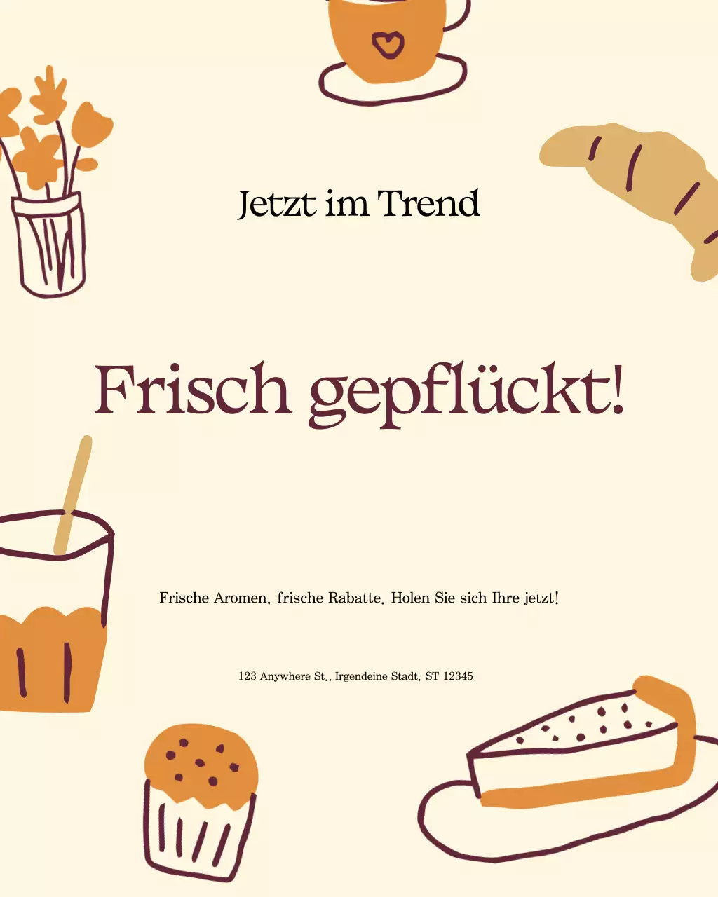 beige Retro-Lebensmittelwerbung