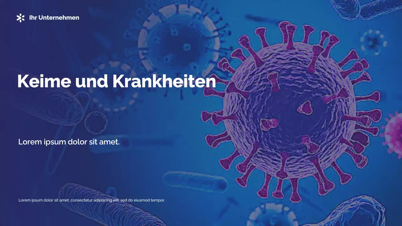 Blaue photozentrische Keime und Krankheiten Präsentation