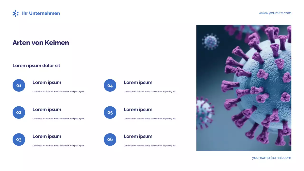 Blaue photozentrische Keime und Krankheiten Präsentation