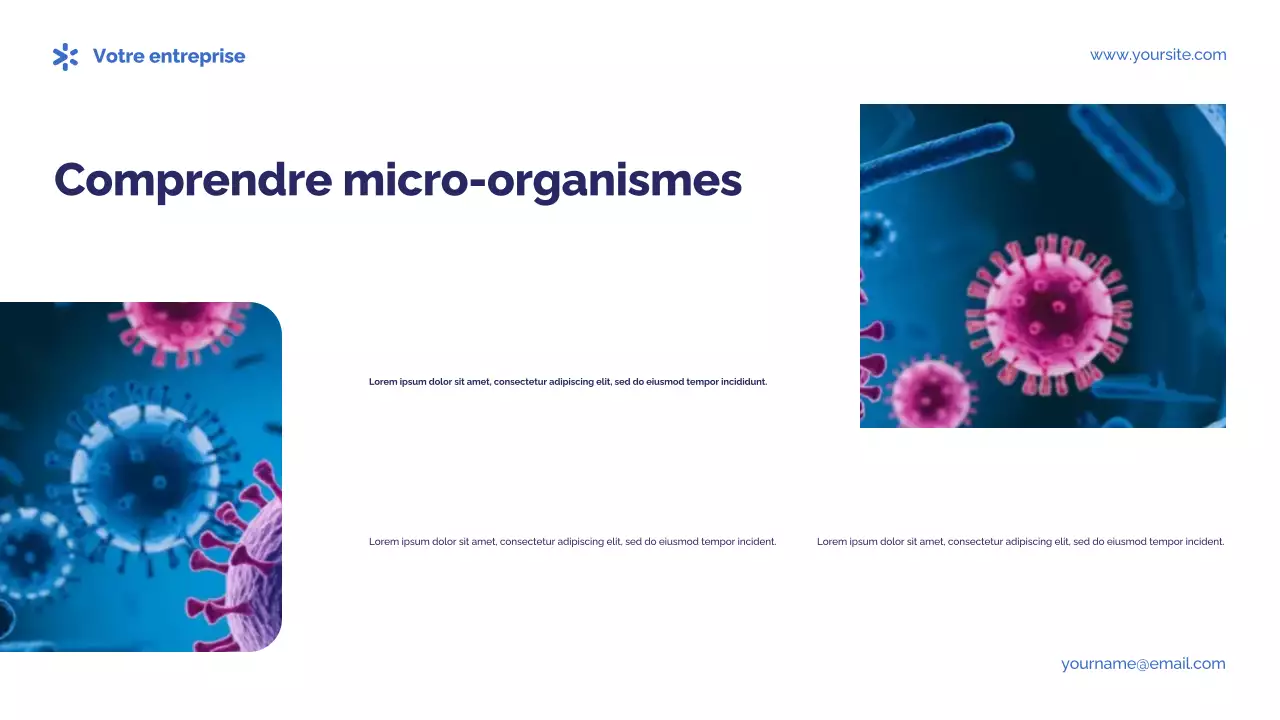 Présentation photocentrique bleue des germes et des maladies