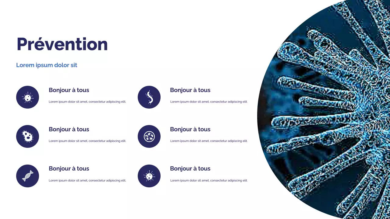 Présentation photocentrique bleue des germes et des maladies