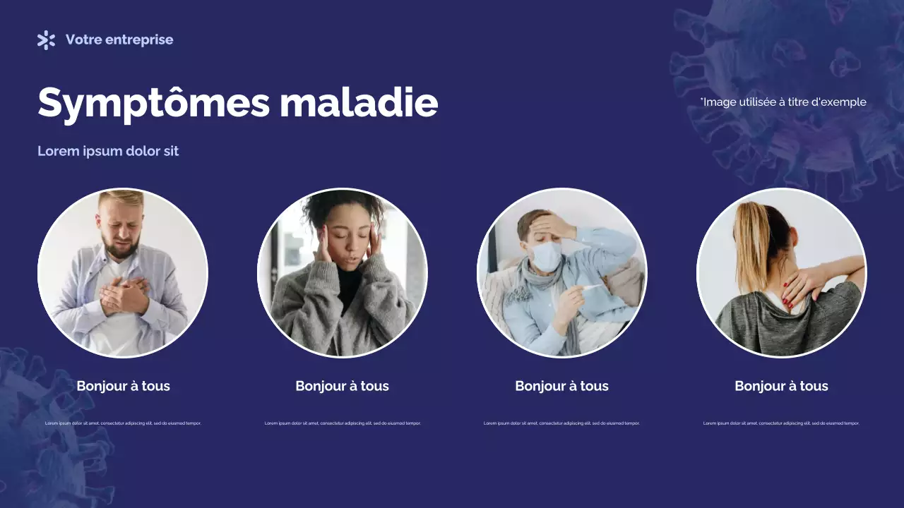 Présentation photocentrique bleue des germes et des maladies