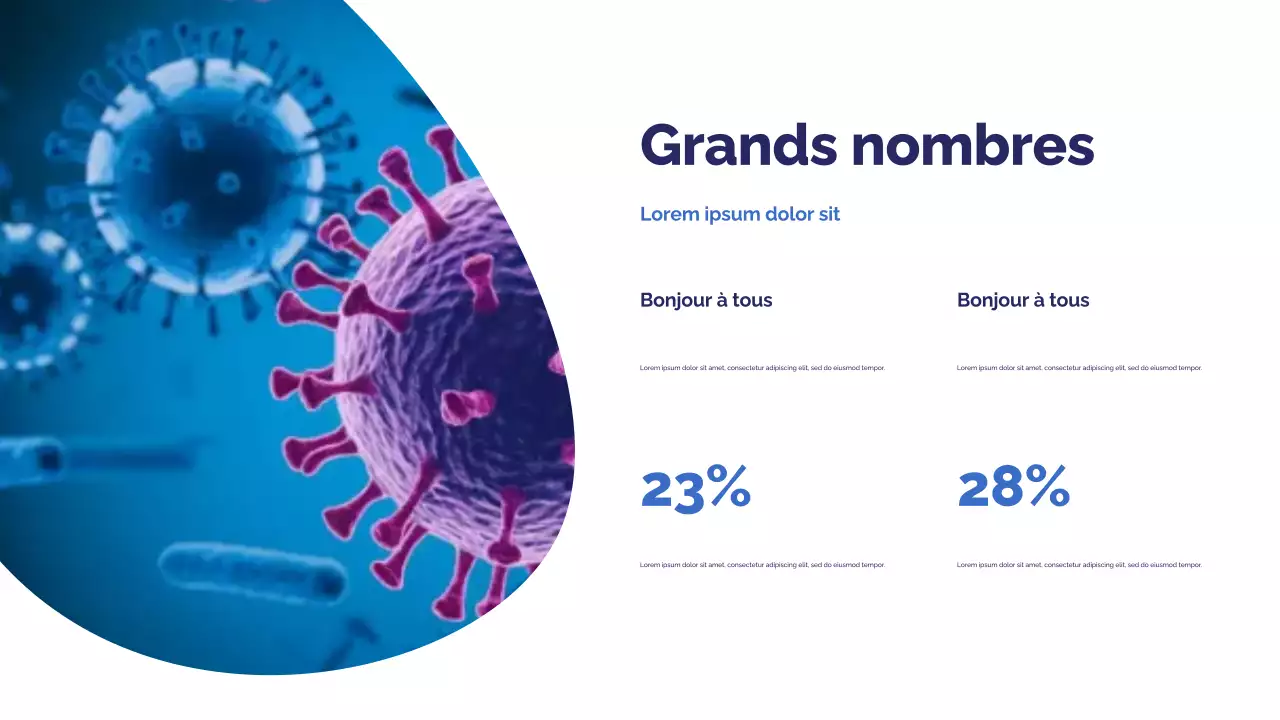 Présentation photocentrique bleue des germes et des maladies