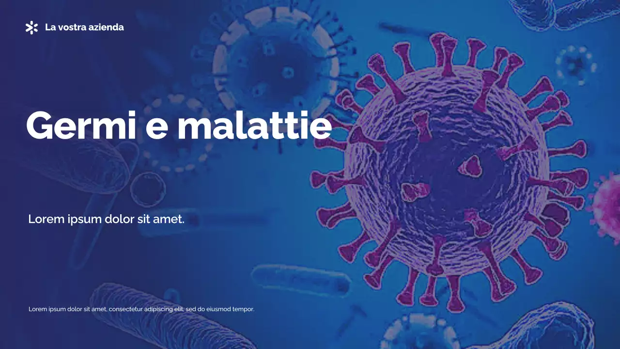 Presentazione di germi e malattie fotocentriche blu