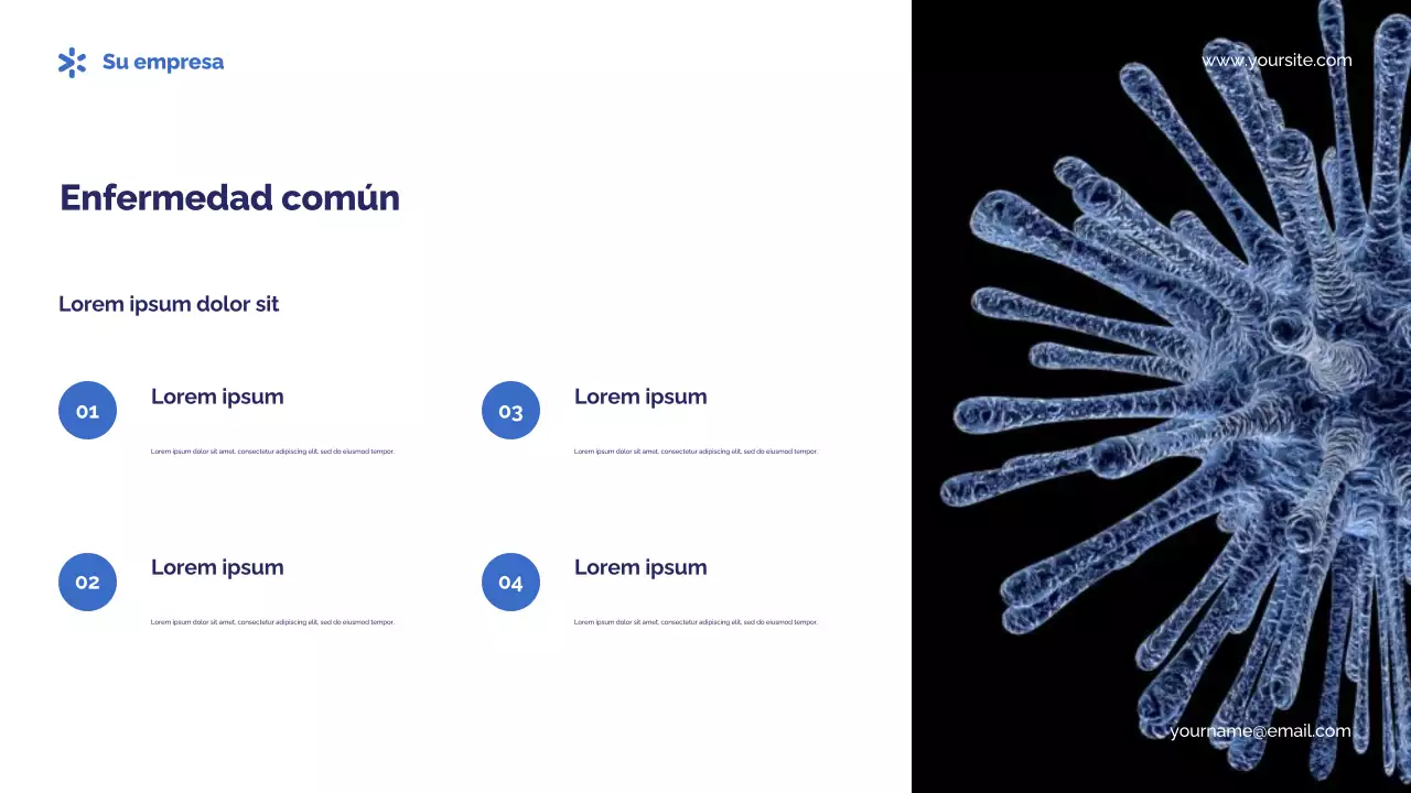 Presentación de gérmenes y enfermedades fotocéntricas azules