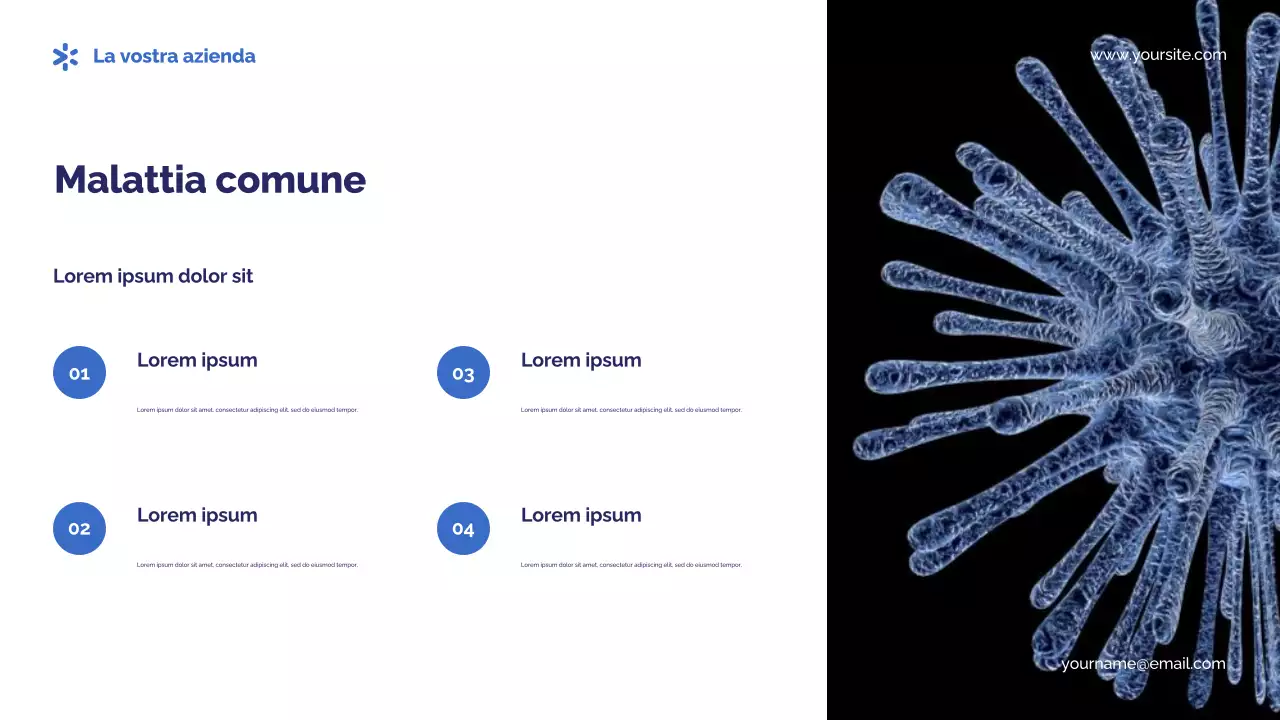 Presentazione di germi e malattie fotocentriche blu