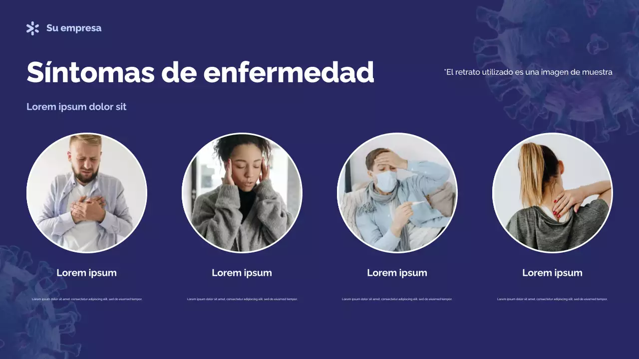 Presentación de gérmenes y enfermedades fotocéntricas azules