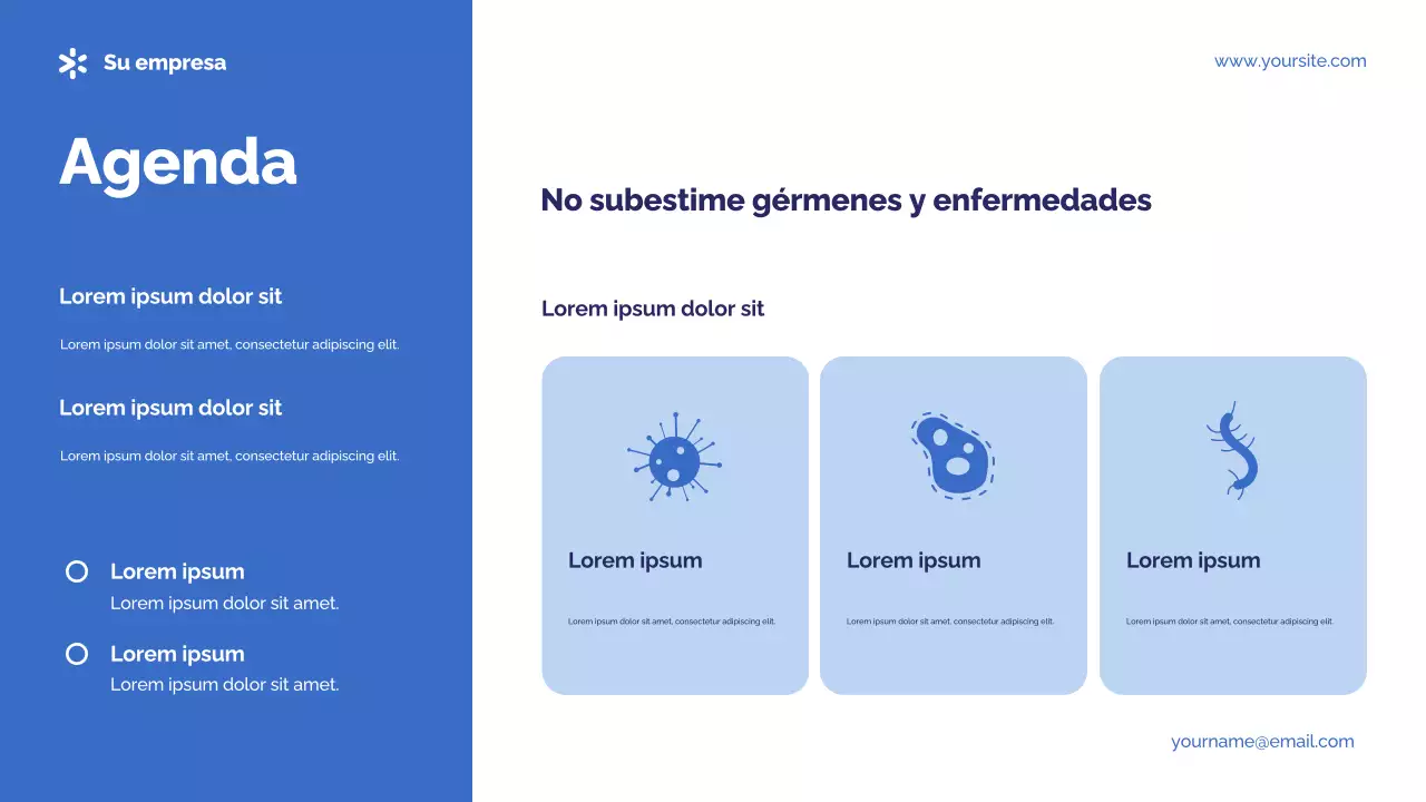 Presentación de gérmenes y enfermedades fotocéntricas azules