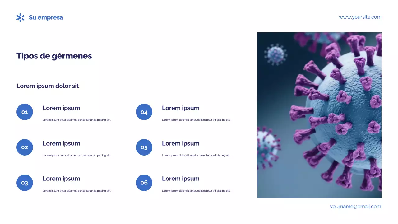Presentación de gérmenes y enfermedades fotocéntricas azules