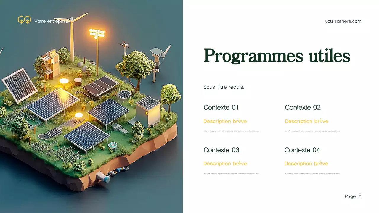 Présentation de l'environnement vert moderne