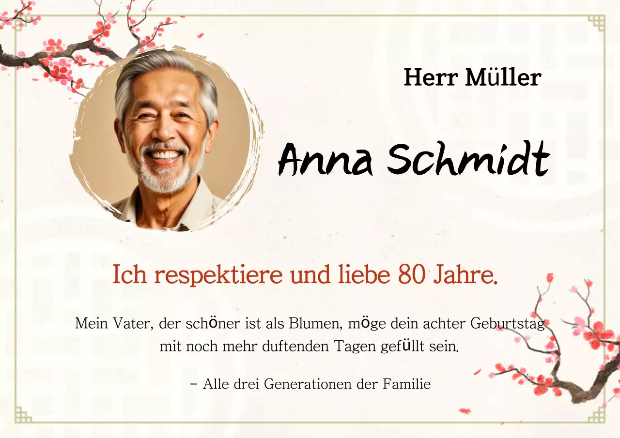 Beige Traditionelle Feier zum 80. Geburtstag