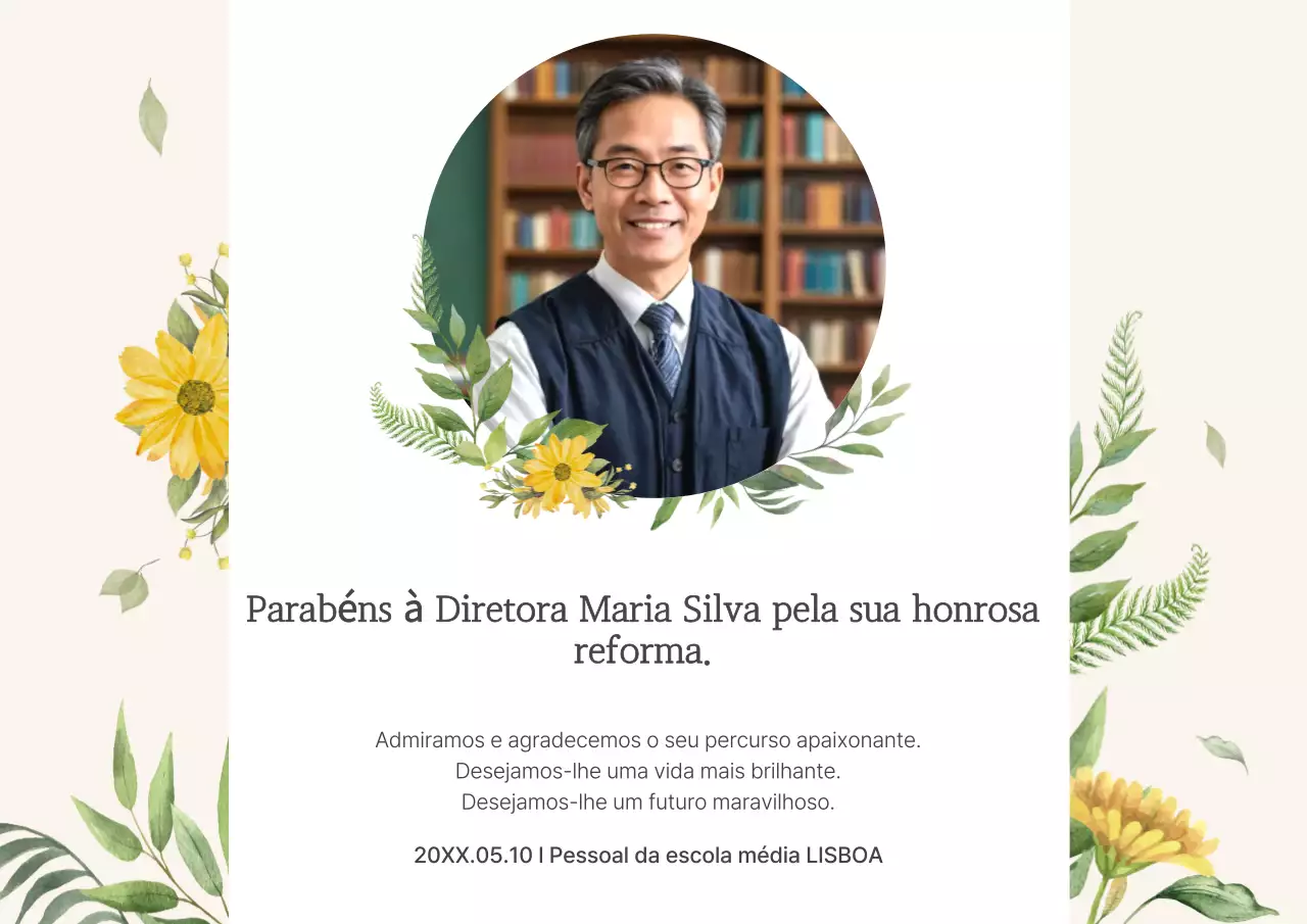 Promoção de aposentadoria luxuosa em amarelo e bege