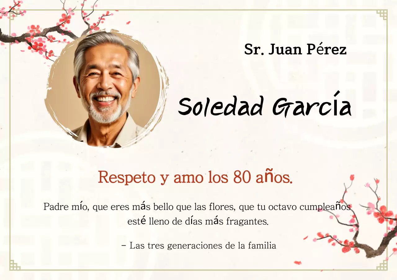 Celebración tradicional del 80.º cumpleaños en beige