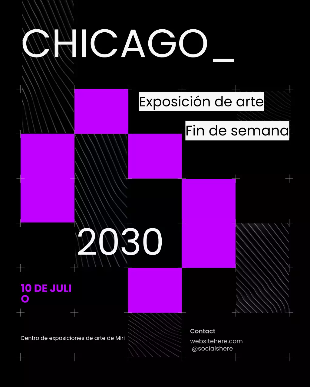 Publicación en redes sociales de la exposición de arte oscuro, moderno y audaz