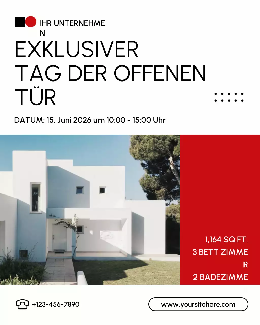 weiße moderne Immobilienanzeige