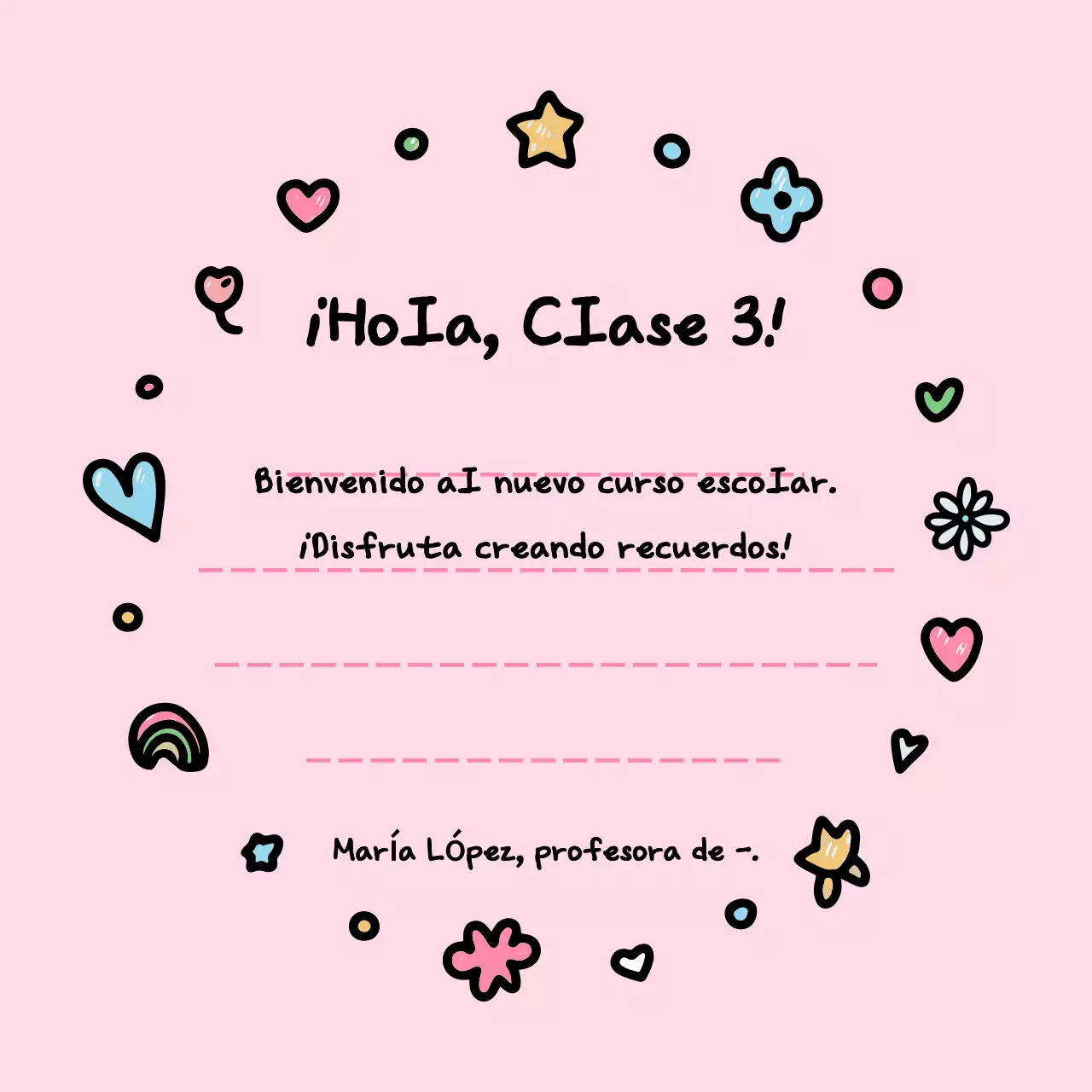 Carta de vida escolar del bebé rosa