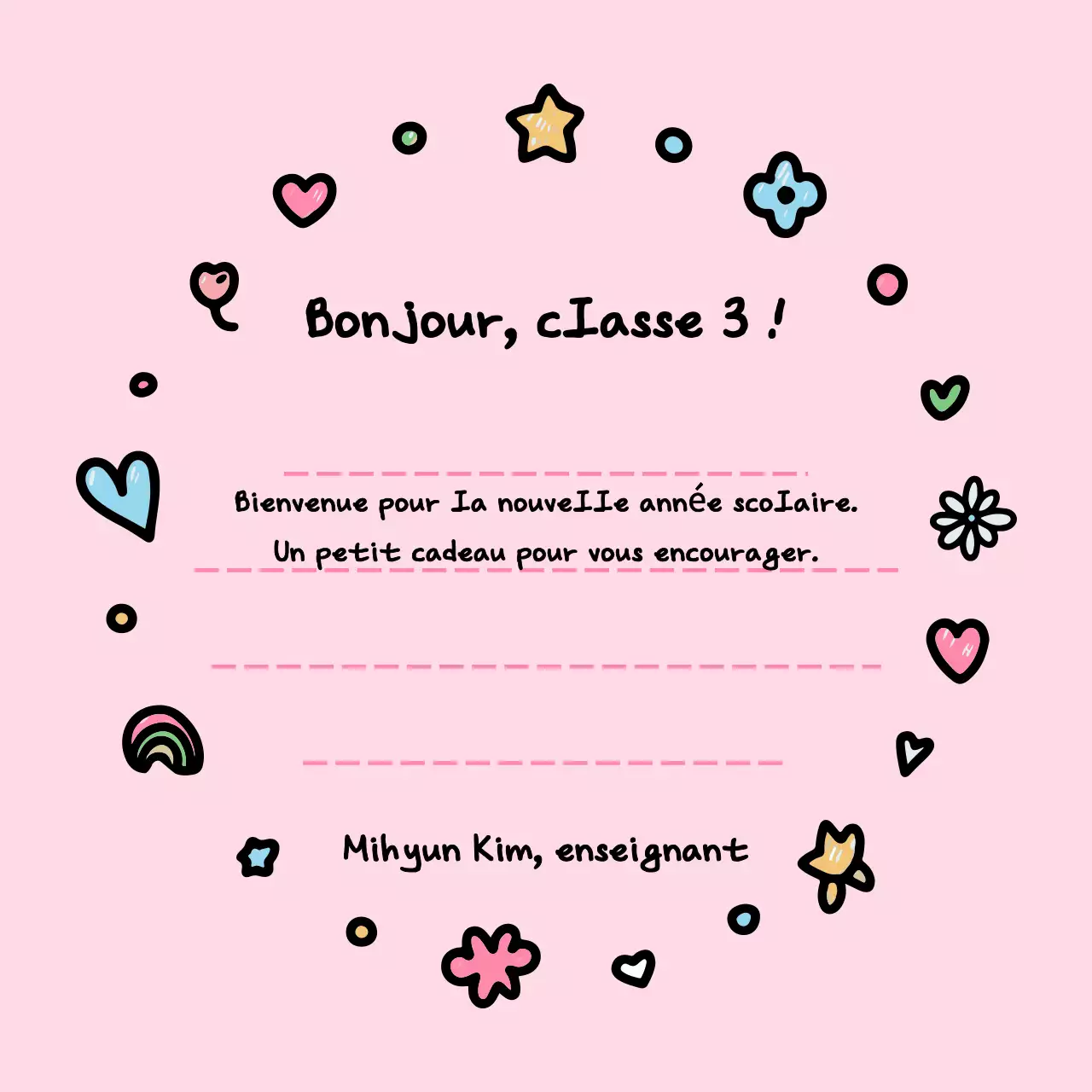 Bébé rose, salutations pour le nouveau semestre