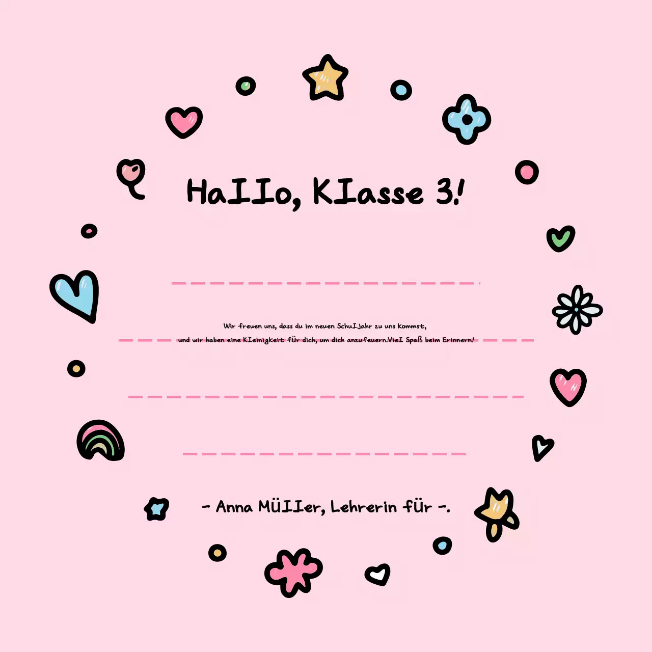 Rosa Baby Schullebensbrief