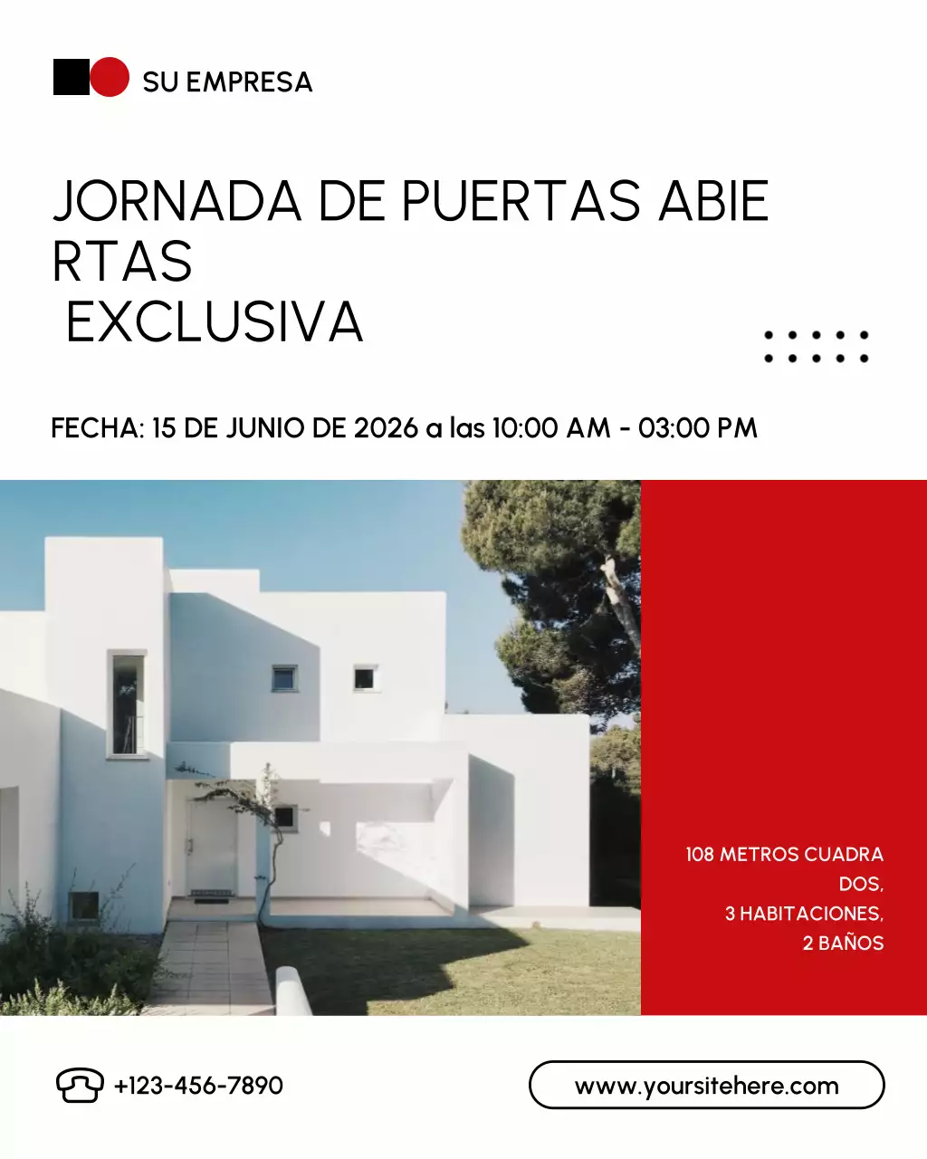 Anuncio inmobiliario moderno en blanco